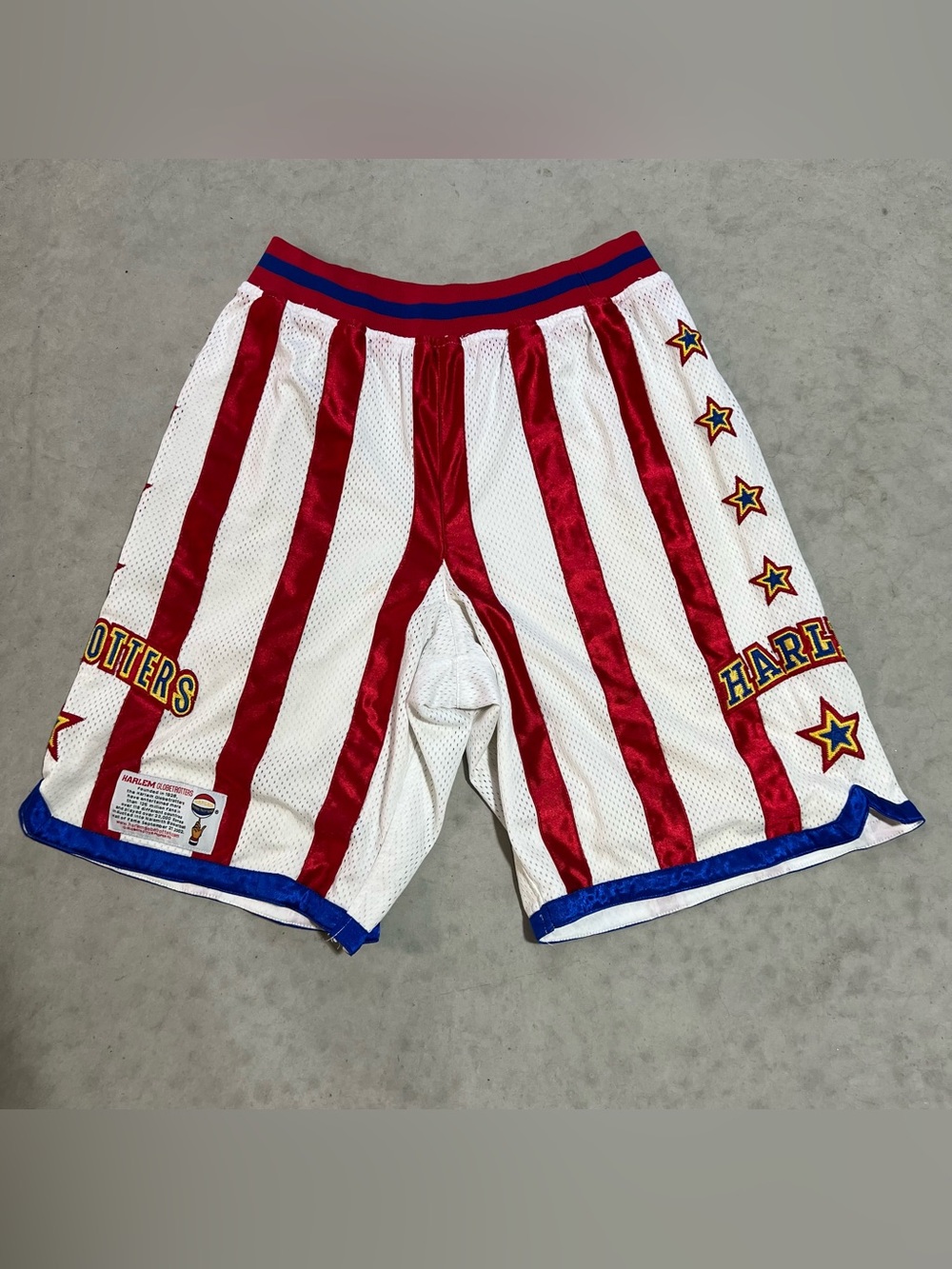 Harlem Globetrotters Basketball Shorts Red White Blue Stripes Adult Small